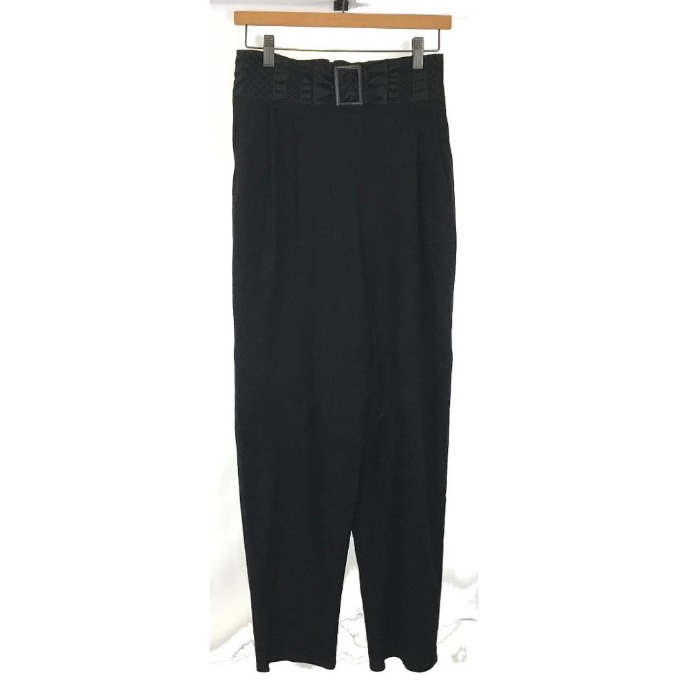Womens Size 6 Erez Black Vintage Pure Suede High Waisted Pants